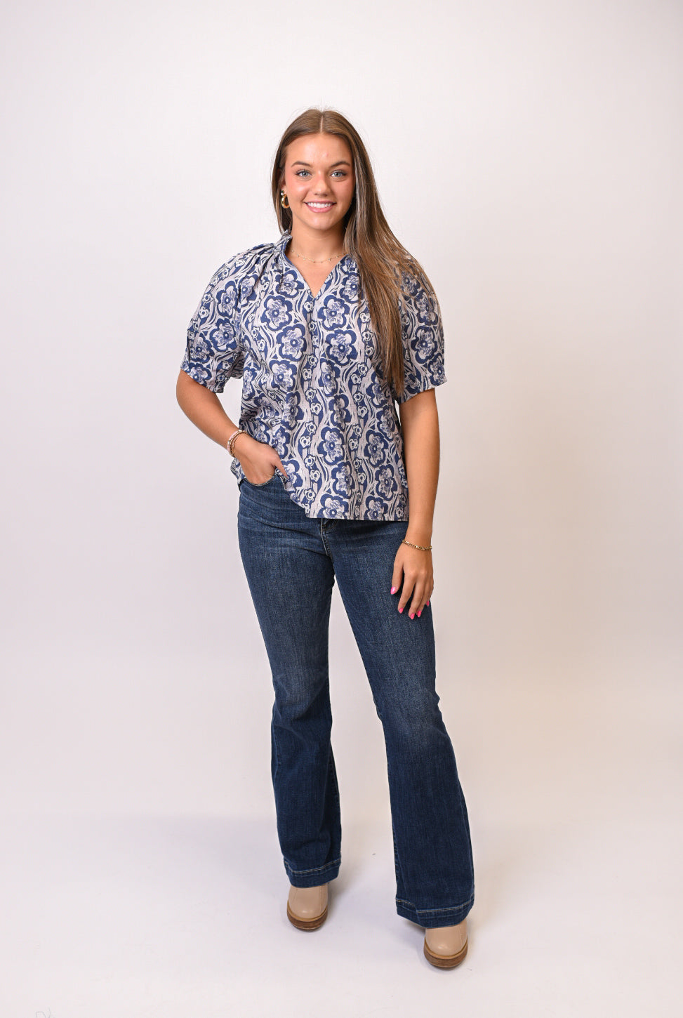 Starry Night Blooms Blouse in Midnight