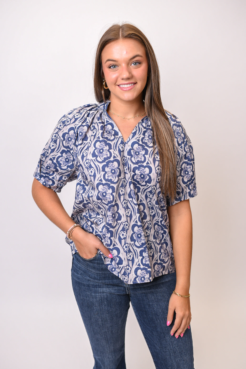 Starry Night Blooms Blouse in Midnight