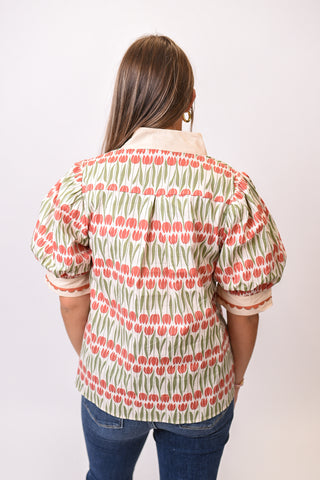 Petal Poetry Blouse in Ecru