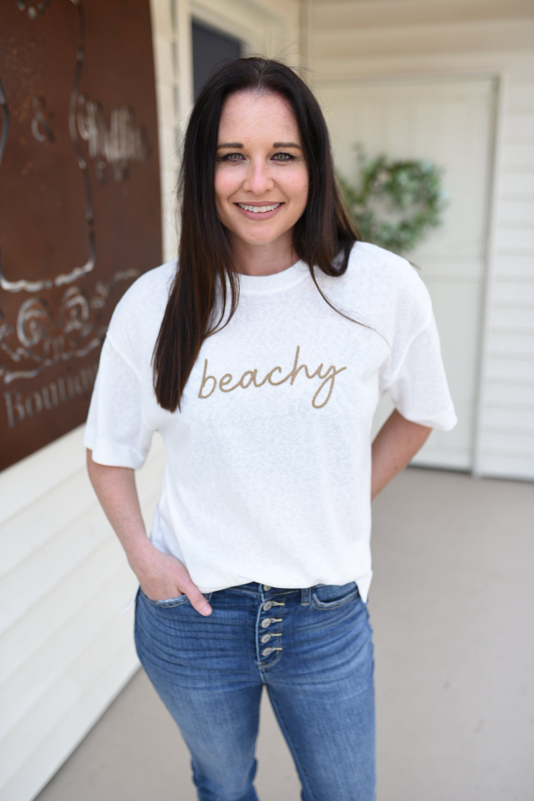 Stay Beachy Embroidered Top