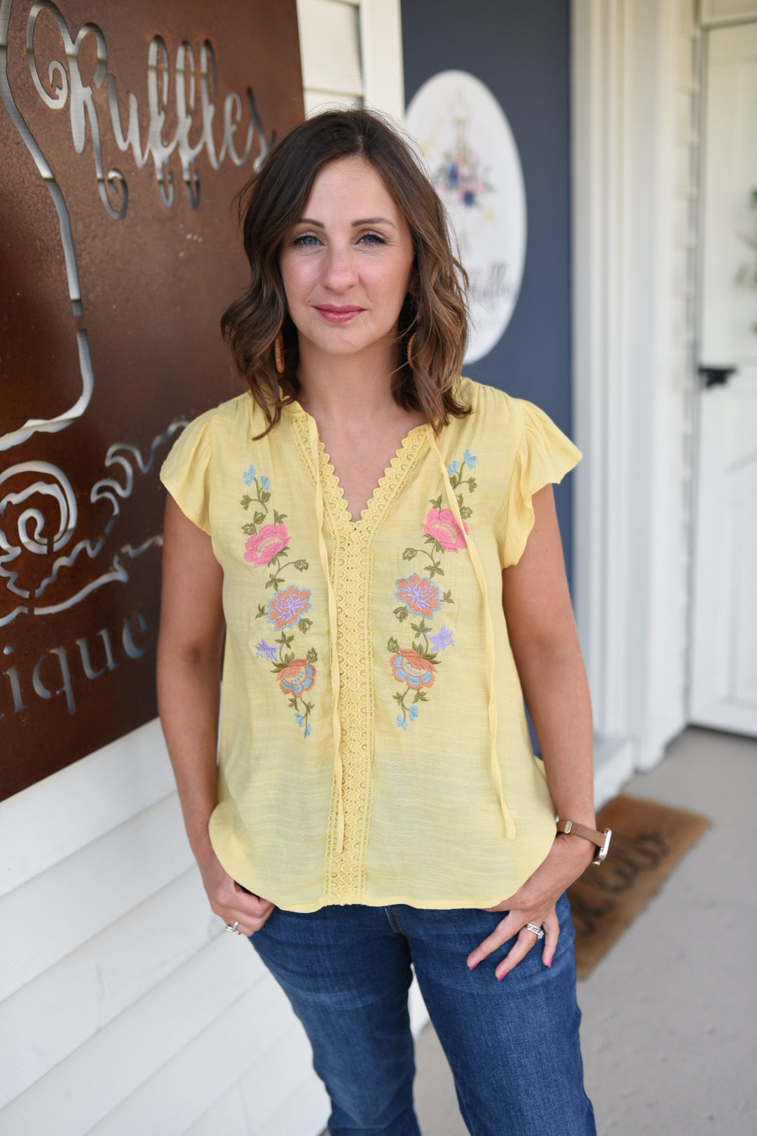 Fluttering Beauty Embroidered Top