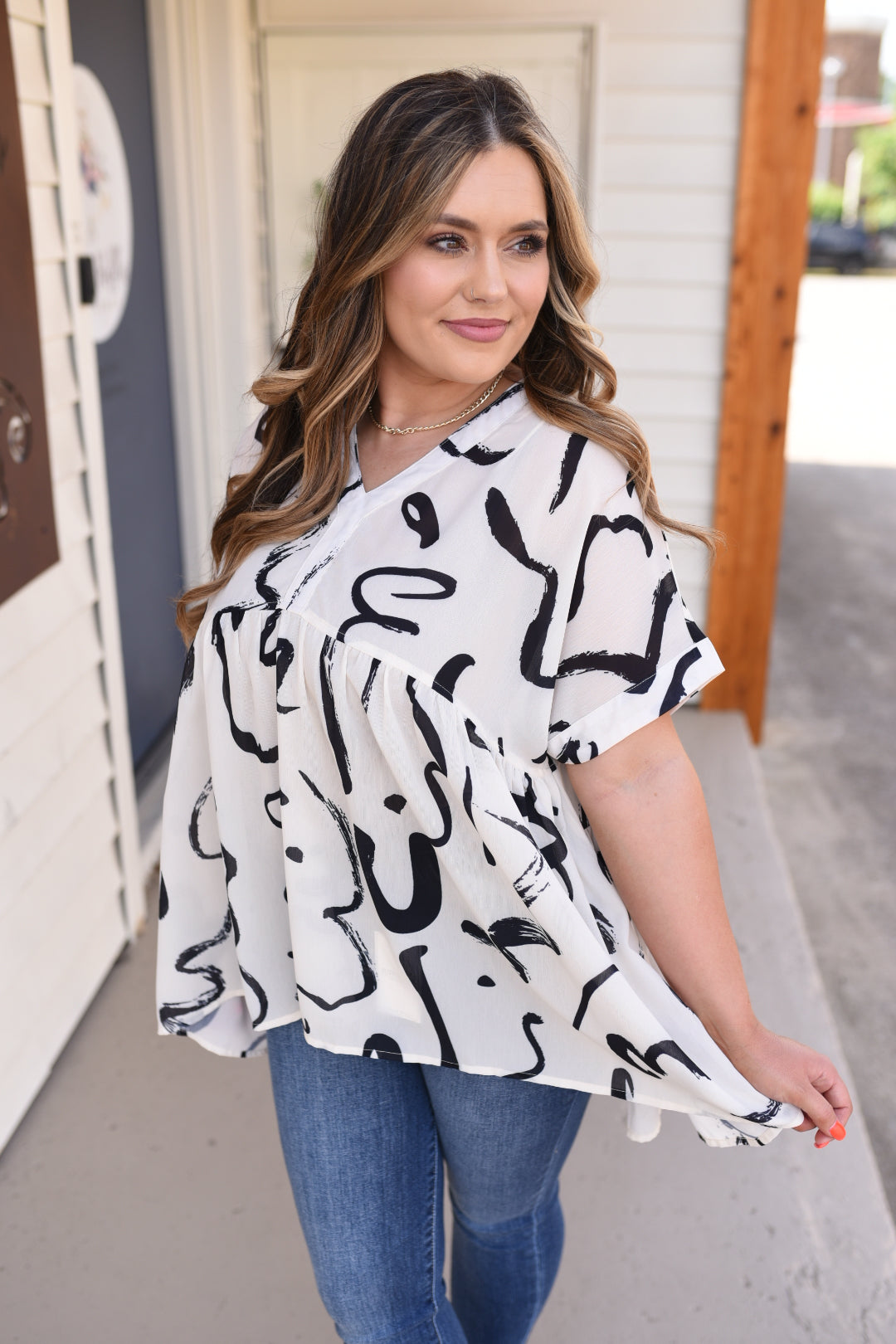 Just Swirly Abstract Print Tunic Top