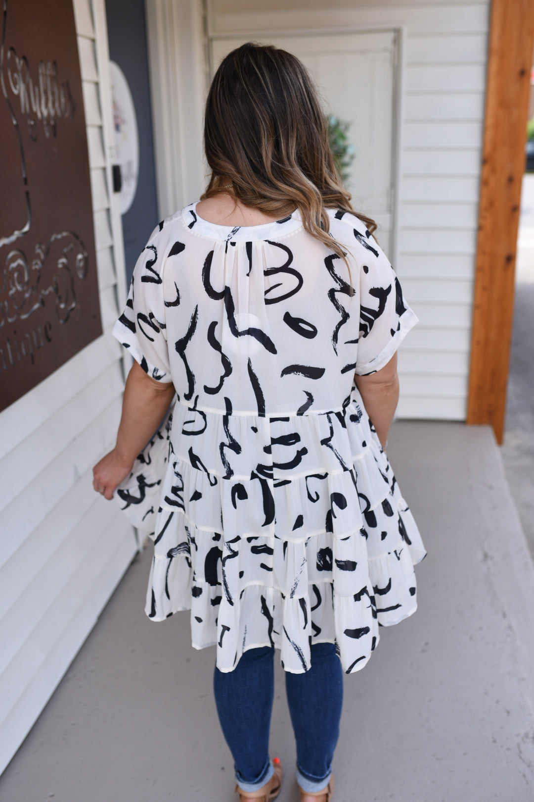 Just Swirly Abstract Print Tunic Top