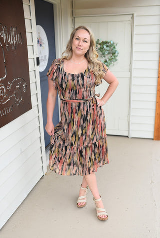 Color Splash Foil Multi Print Dress