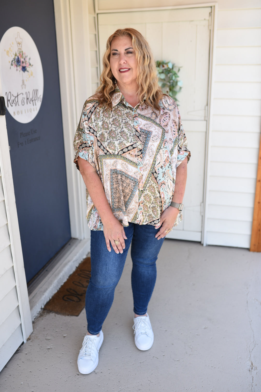 All The Prints Button Down Top Curvy