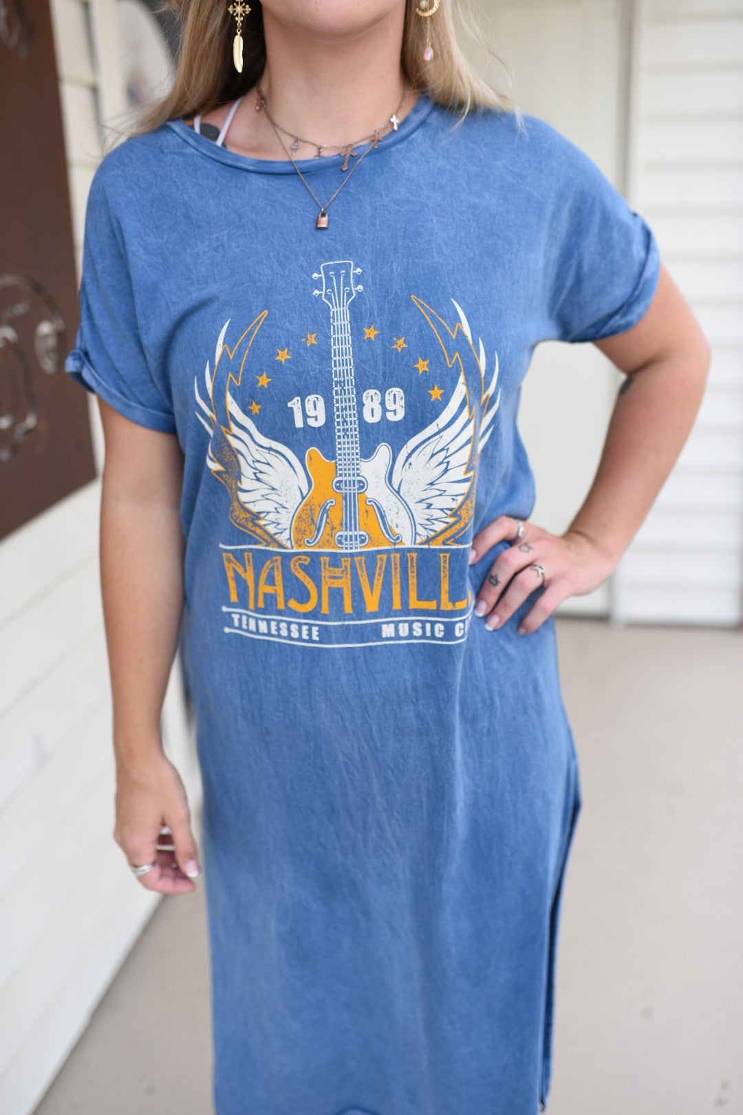 Nashville 1989 Mineral Wash Graphic Maxi Dress