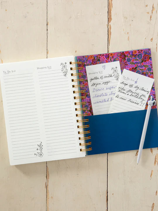 Daily To-Do List Planner - Blue Folk Flower