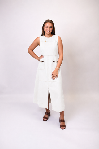 Hit The Town Denim Midi in White