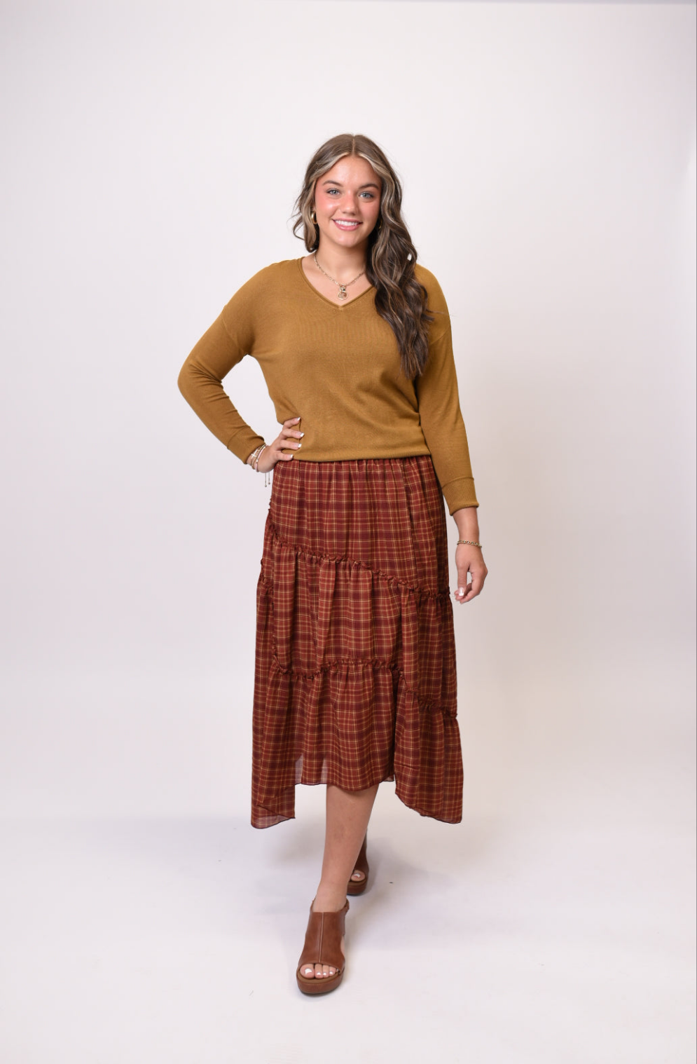 Crush Season Plaid Skirt in Red