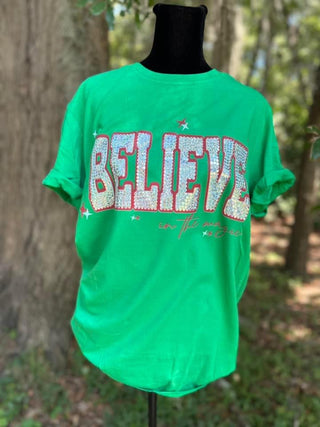 Believe Spangle Green Graphic Tee