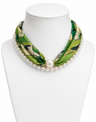 Magnetic Pearl and Scarf Necklace