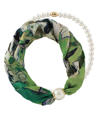Magnetic Pearl and Scarf Necklace