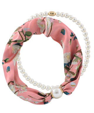 Magnetic Pearl and Scarf Necklace