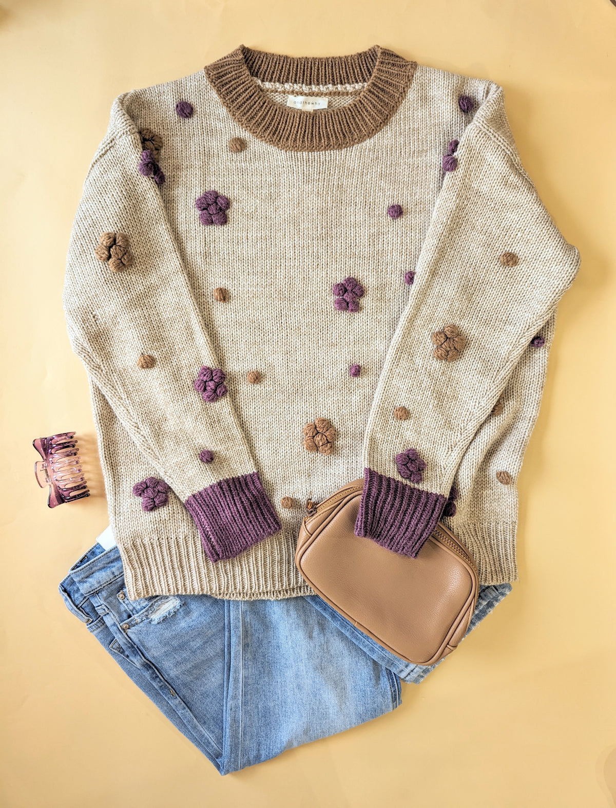 Too Delightful Floral Pompom Sweater