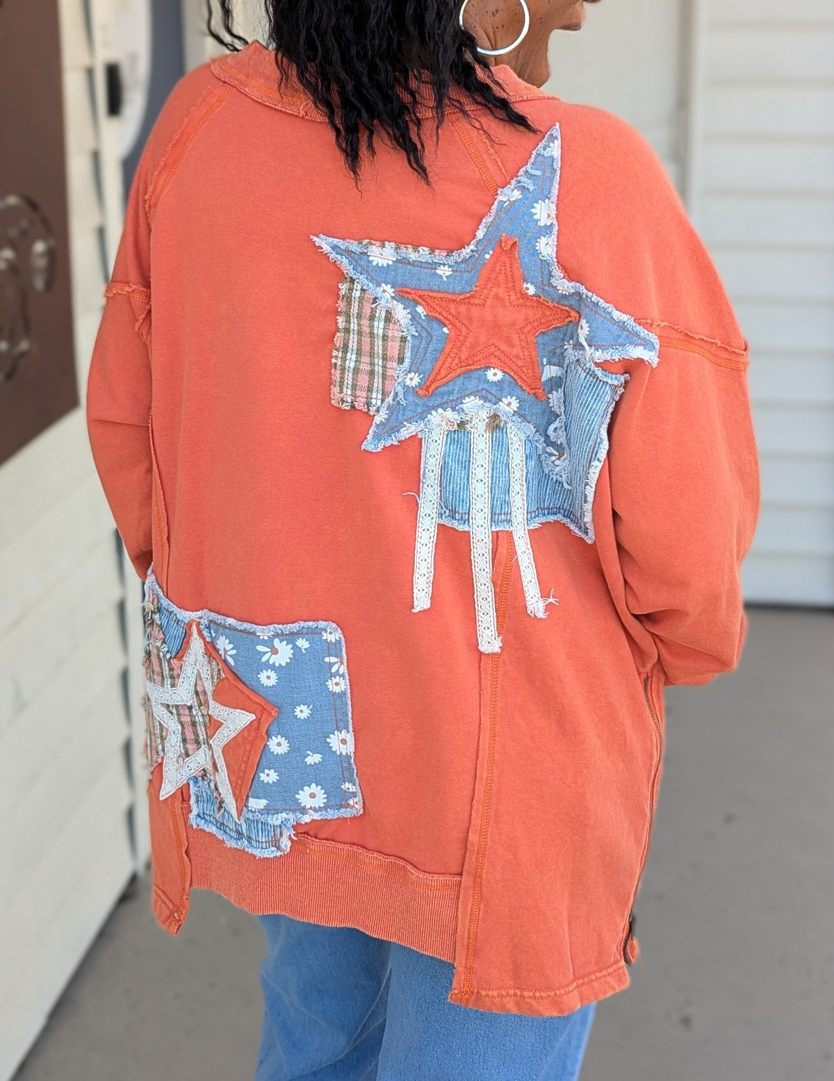 Quilt It Up Pullover in Rust