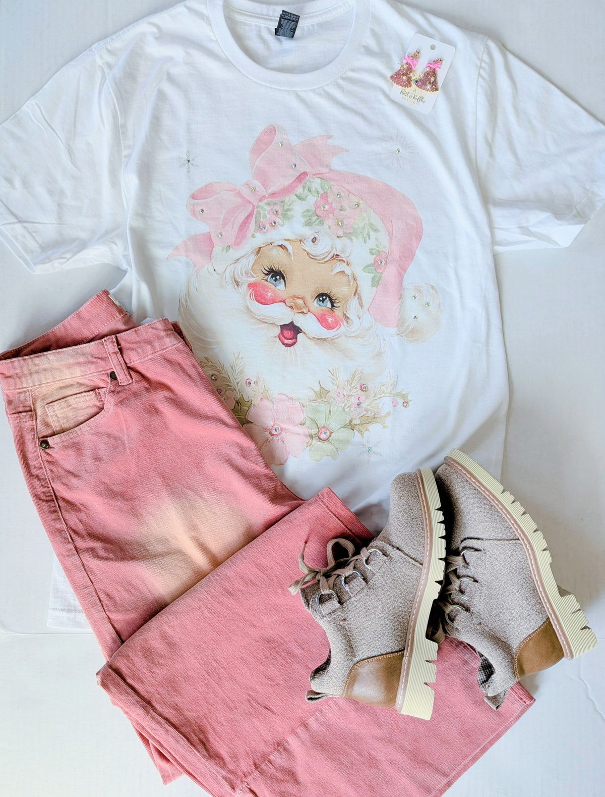 Santa Wreath Bow Tshirt