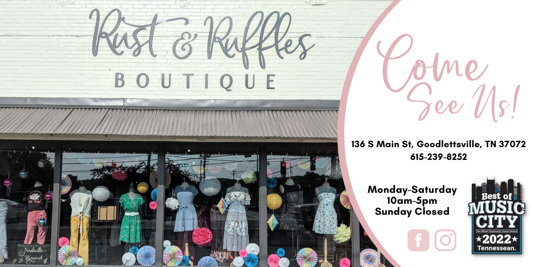 Rust & Ruffles Boutique | 136S Main St, Goodlettsville, TN 37072, 6152398252