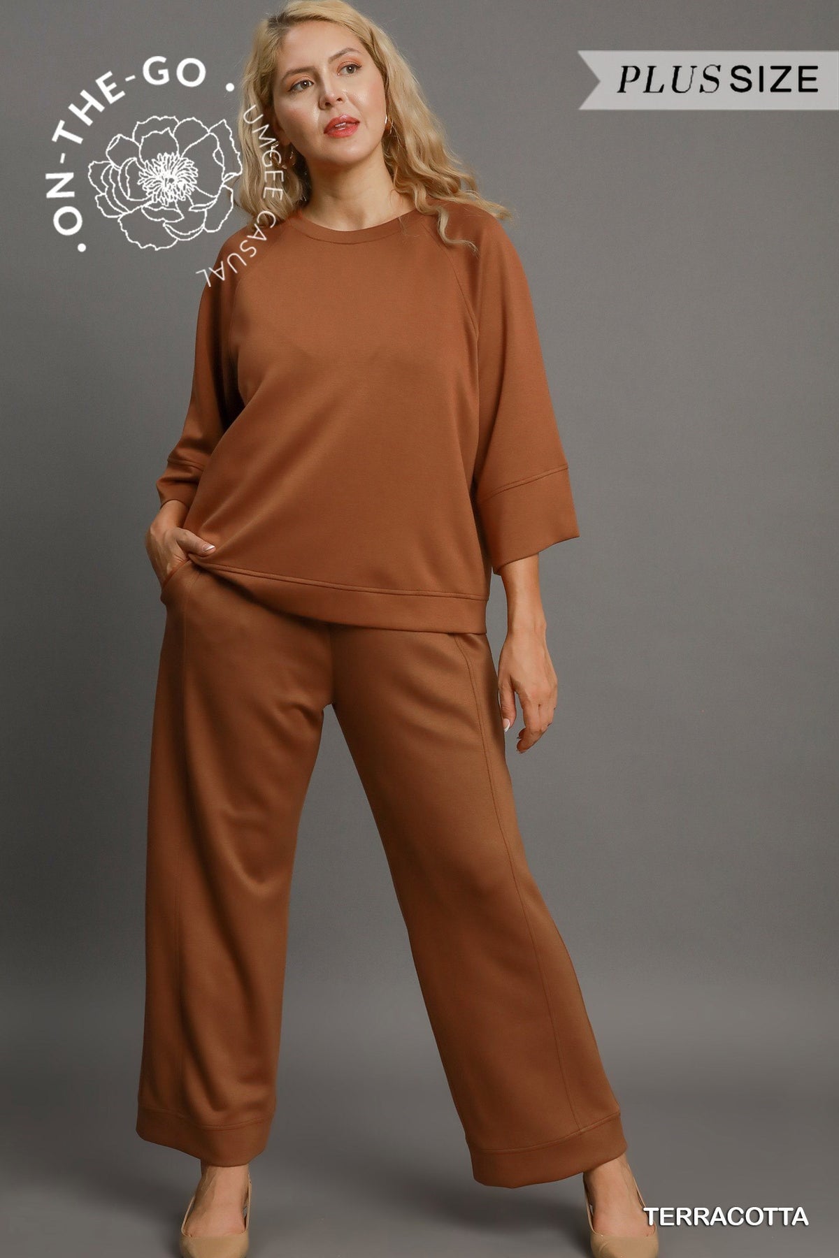 Terracotta Glow Crewneck Lounge Set Curvy