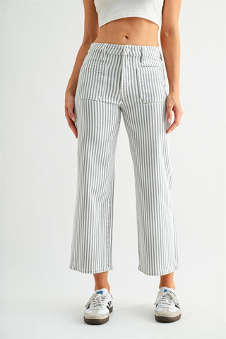 Coastal Stripe Wide Leg Mica Denim