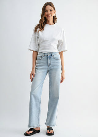 Sun Washed Wide Leg Mica Jeans