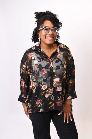 After Hours Floral Blouse - Shop Rust & Ruffles