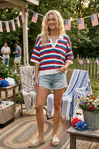 Americana Striped Sweater Top - Shop Rust & Ruffles