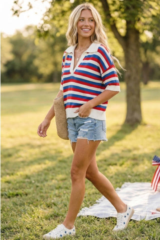 Americana Striped Sweater Top - Shop Rust & Ruffles