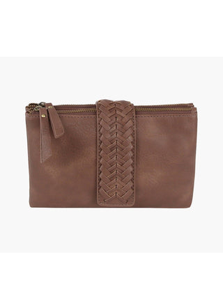 Katie Two-Compartment Crossbody Bag with Braid Detail: Mauve