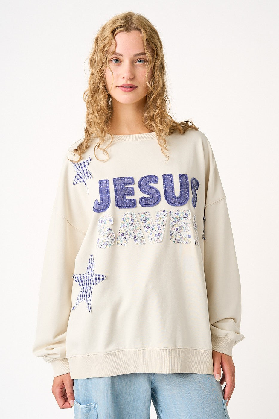 Jesus Saves Patchwork Pullover