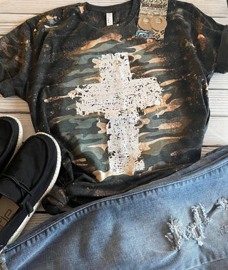 Bleached Grunge Cross Graphic T - Shop Rust & Ruffles