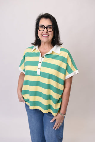 Bold Stripe Boxy Polo - Shop Rust & Ruffles