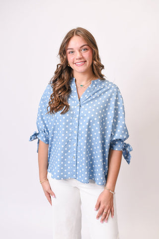 Bright Spot Bow Sleeve Blouse - Shop Rust & Ruffles