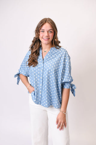 Bright Spot Bow Sleeve Blouse - Shop Rust & Ruffles
