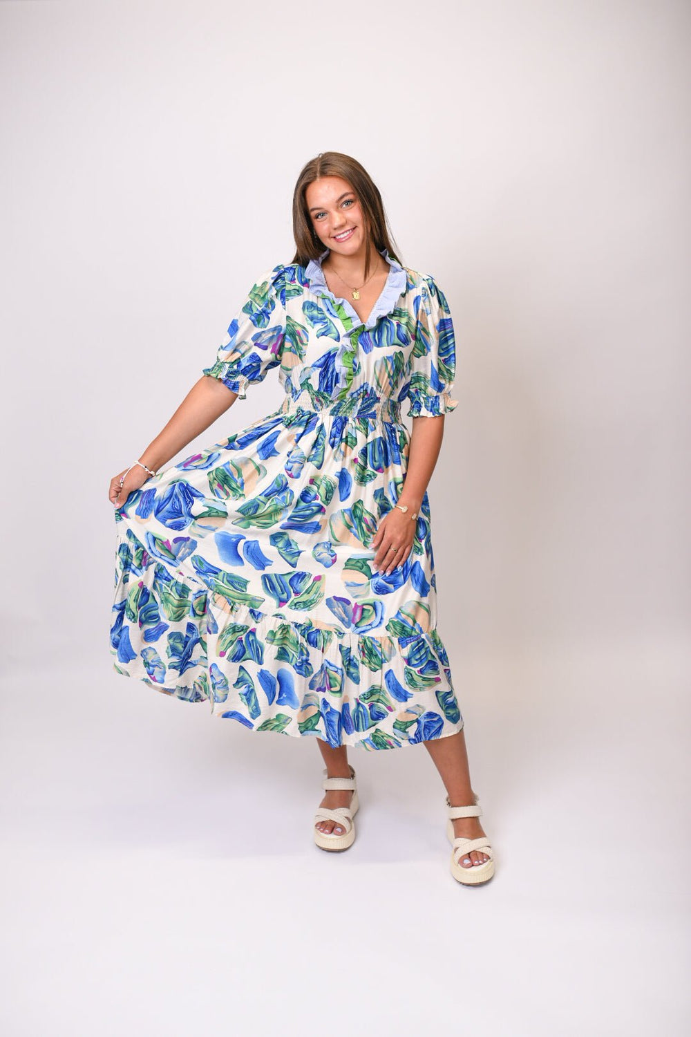 bright floral midi dress Tropics Color:Ivory/Soft Pearl adjustable ruched side Waist 46 Evening Dress Black Strapless