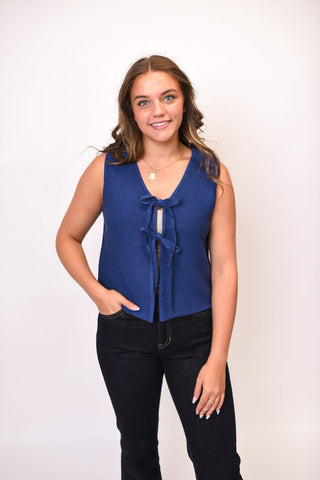Brunch Club Vest in Navy - Shop Rust & Ruffles