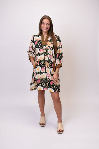 Brushed Floral Mini Dress Black Mix - Shop Rust & Ruffles