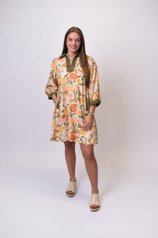Brushed Floral Mini Dress Olive Mix - Shop Rust & Ruffles