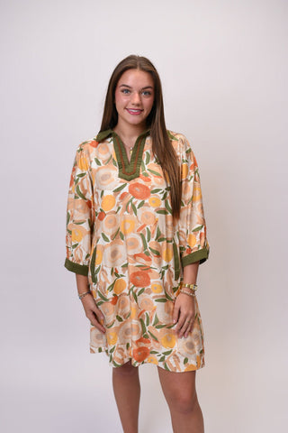 Brushed Floral Mini Dress Olive Mix - Shop Rust & Ruffles