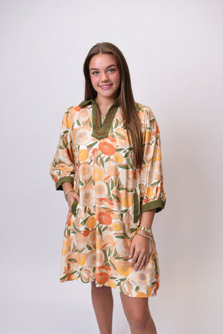 Brushed Floral Mini Dress Olive Mix - Shop Rust & Ruffles