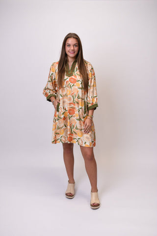 Brushed Floral Mini Dress Olive Mix - Shop Rust & Ruffles