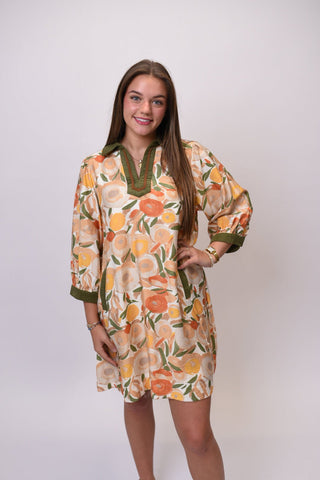 Brushed Floral Mini Dress Olive Mix - Shop Rust & Ruffles