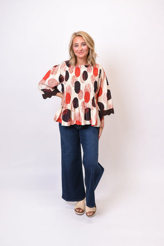 Brushstroke Peplum Top in Berry - Shop Rust & Ruffles