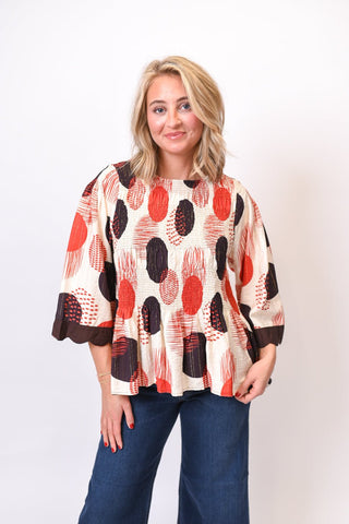 Brushstroke Peplum Top in Berry - Shop Rust & Ruffles