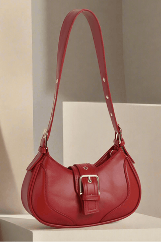 Buckle Baguette Shoulder Bag in Red - Shop Rust & Ruffles
