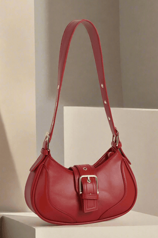Buckle Baguette Shoulder Bag in Red - Shop Rust & Ruffles