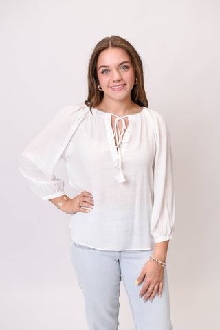 Cabana Chic Blouse in Off White - Shop Rust & Ruffles