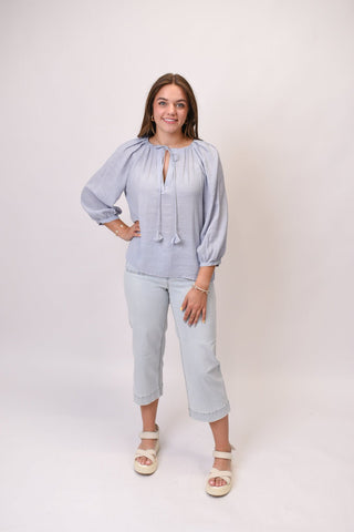 Cabana Chic Blouse in Periwinkle - Shop Rust & Ruffles