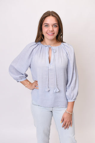 Cabana Chic Blouse in Periwinkle - Shop Rust & Ruffles