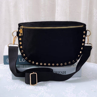Carina Suede Studded Crossbody Bag: Black - Shop Rust & Ruffles