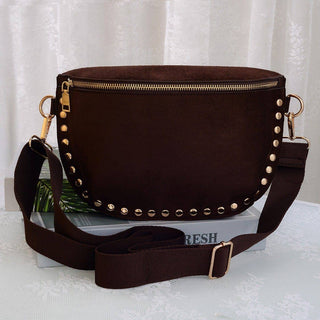 Carina Suede Studded Crossbody Bag: Chocolate - Shop Rust & Ruffles